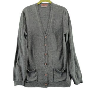 Halston Womens Sweater Gray Size Medium Acrylic/Wool Blend Button Down Pockets